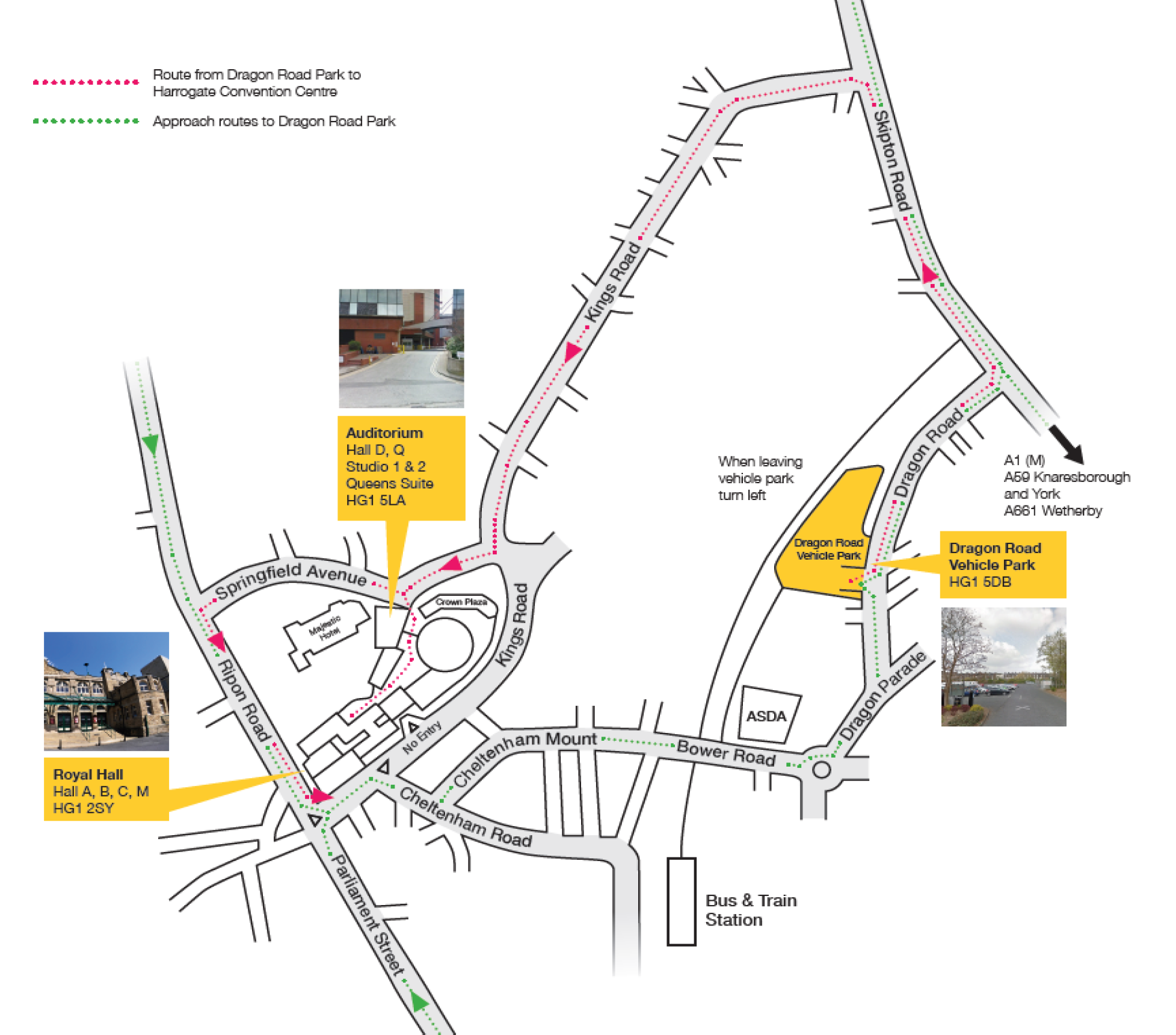 Map showing routes to and from Dragon Road Vehicle Park